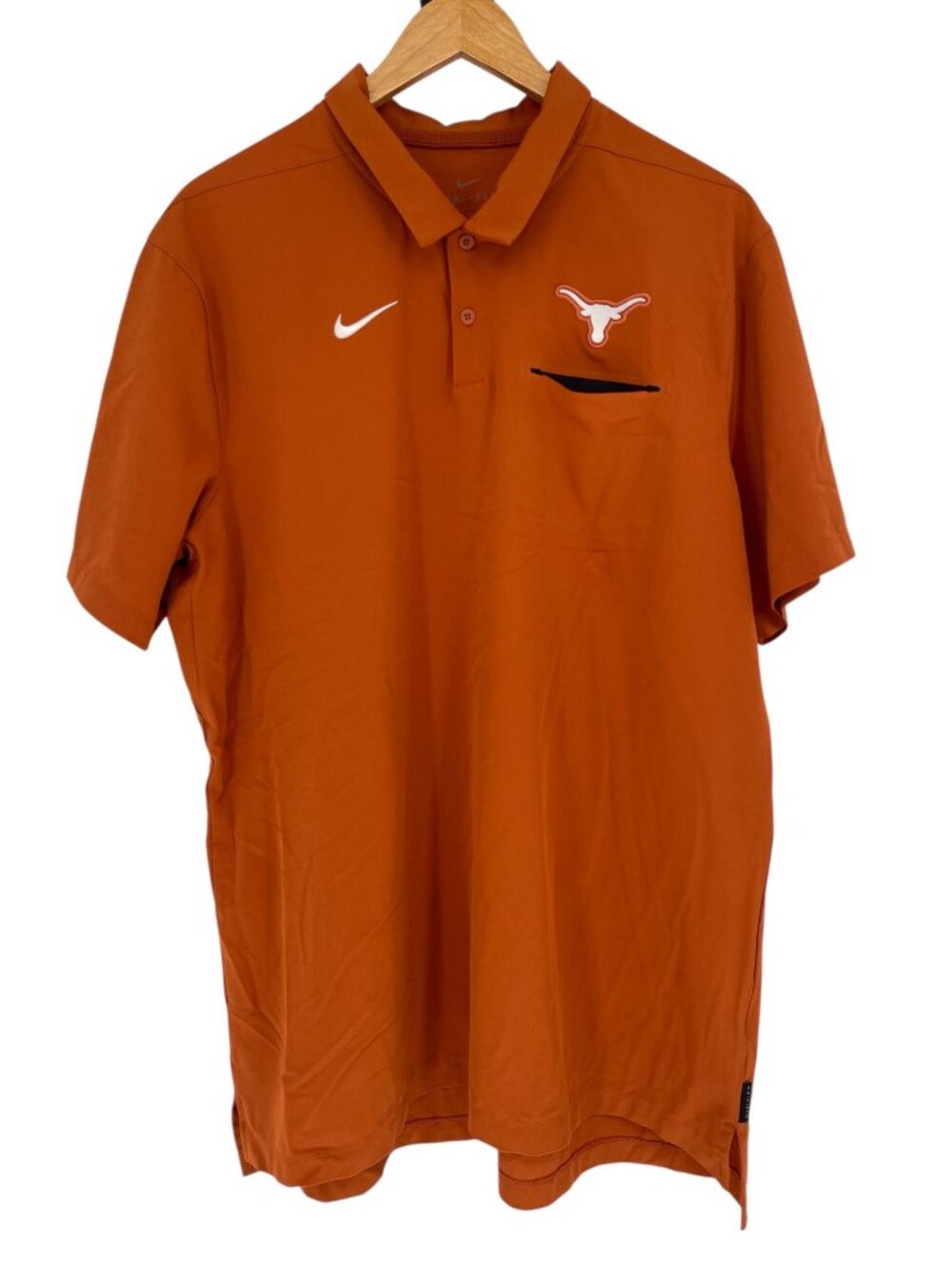 Texas Longhorns Polo Shirt Men Large Burnt Orange Nike Dri Fit Performance Golf